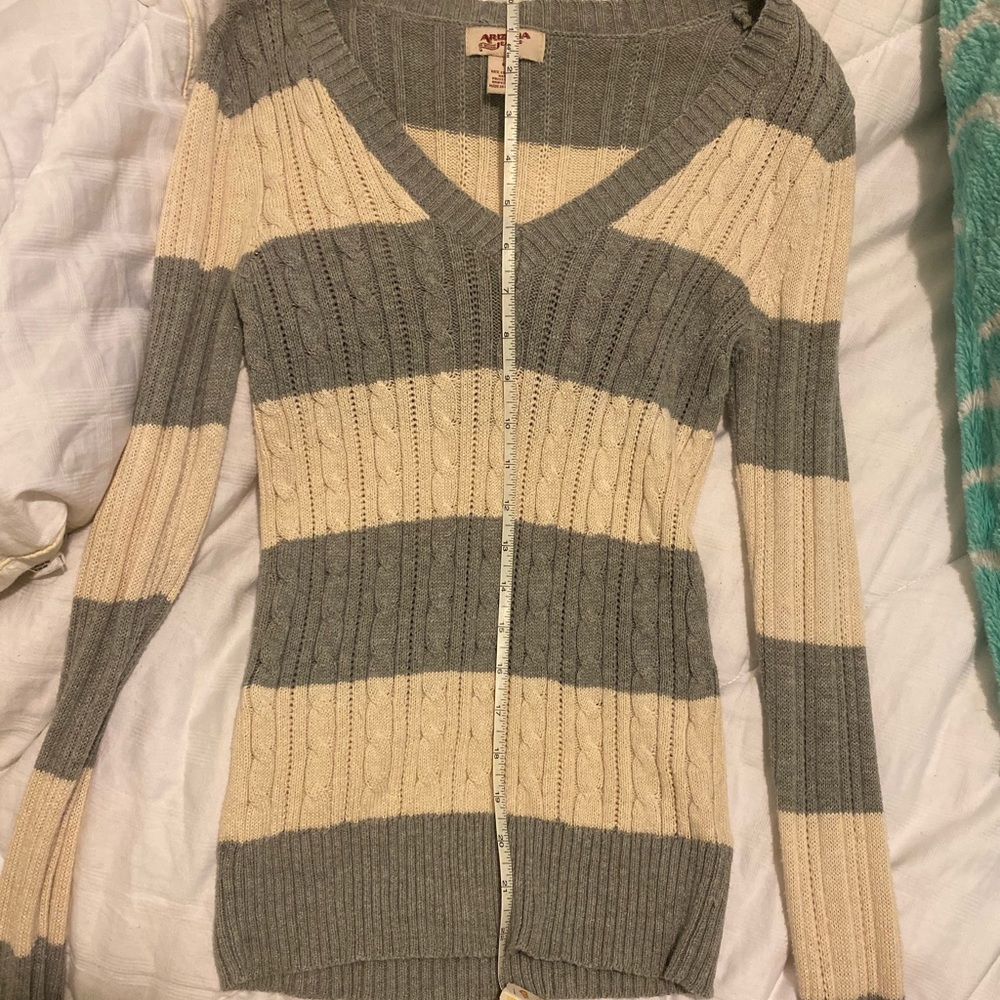 Arizona gray and off white striped sweater